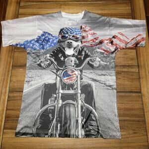 Spirit Of America Biker Bulldog Unisex Tee - Size Medium (38-40)
